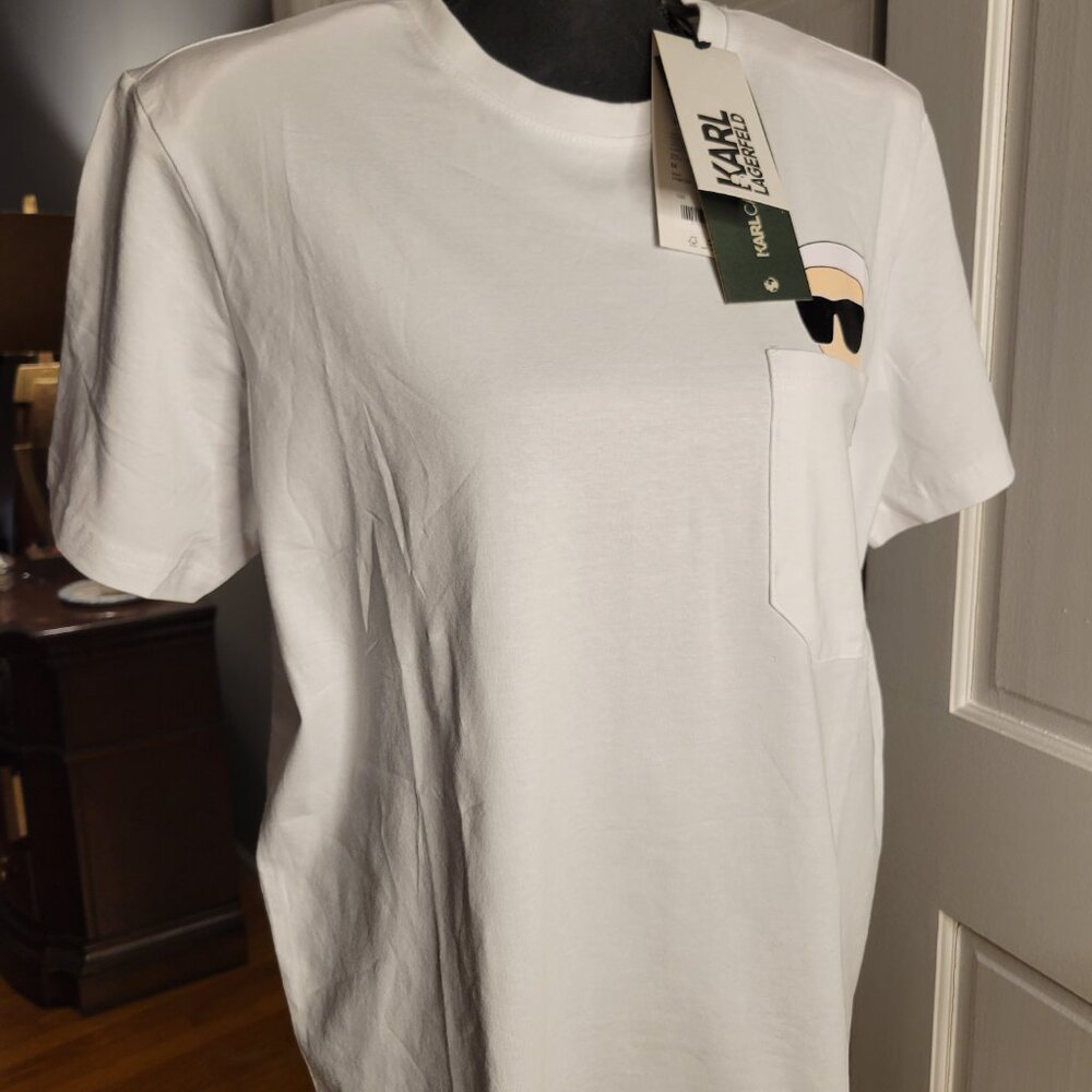 KARL LAGERFELD  Paris Pocket Graphic Tee | White | Made in Portugal